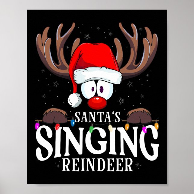 Christmas Santa's Singing Reindeer Matching X-mas  Poster (Vorne)