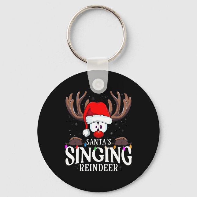 Christmas Santa's Singing Reindeer Matching X-mas  Schlüsselanhänger (Vorderseite)