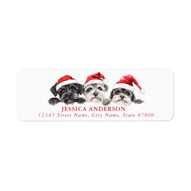 Christmas Schnauzer Dog Rücksendeadressen-Aufklebe (Vorne)