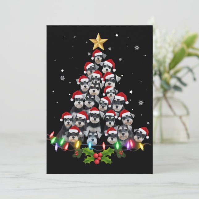 Christmas Schnauzer Dog Tree Xmas Pet Animal Einladung (Stehend Vorderseite)