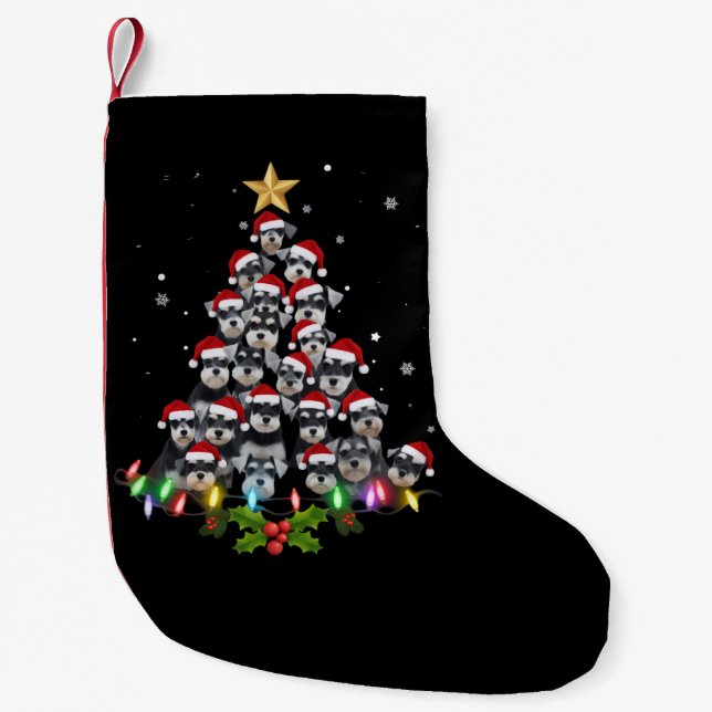Christmas Schnauzer Dog Tree Xmas Pet Animal Kleiner Weihnachtsstrumpf (Vorderseite)