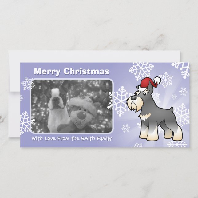Christmas Schnauzer Feiertagskarte (Vorderseite)