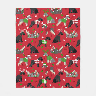 Christmas Schnauzer Fleece Blanket