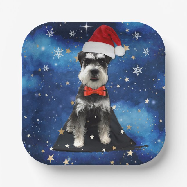 Christmas Schnauzer Pappteller (Vorderseite)