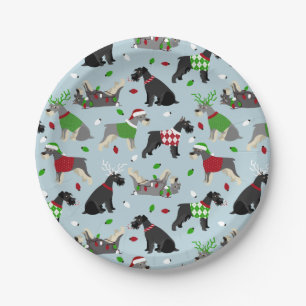 Christmas Schnauzer Pappteller