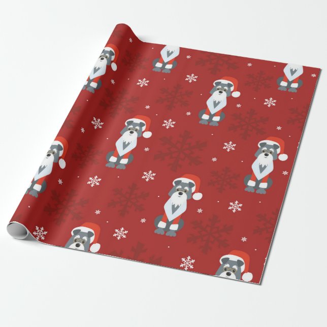 Christmas Schnauzer Pattern Geschenkpapier (Ungerollt)