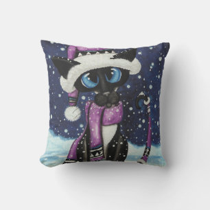 Christmas-Schnee-Siamesenkatze-Amerikanische-MoJo- Kissen