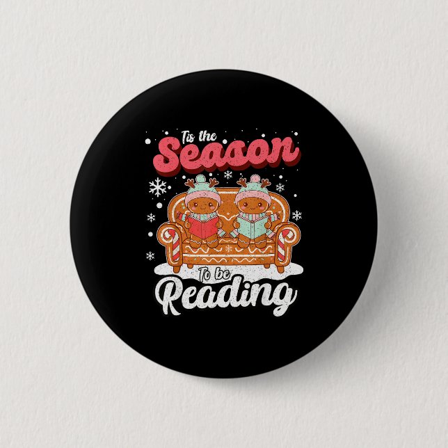 Christmas School Teacher Retro Librarian Groovy Xm Button (Vorderseite)