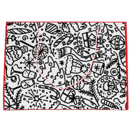 CHRISTMAS, SCHWARZ UND WEISS, DOPPELPATTERN GIFT B GROßE GESCHENKTÜTE