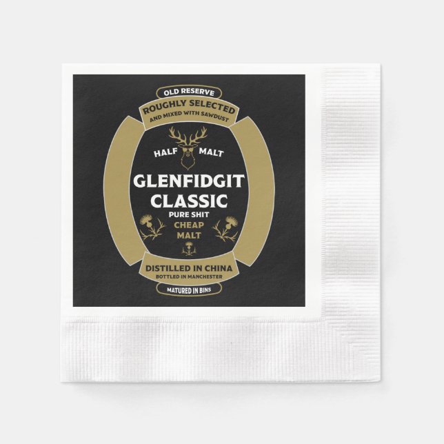 Christmas Scotch Whiskey Label Serviette (Vorderseite)