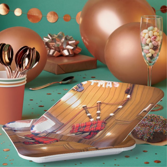 Christmas Scotland Musical bagpipe Gifts Plate Pappteller (Multi)