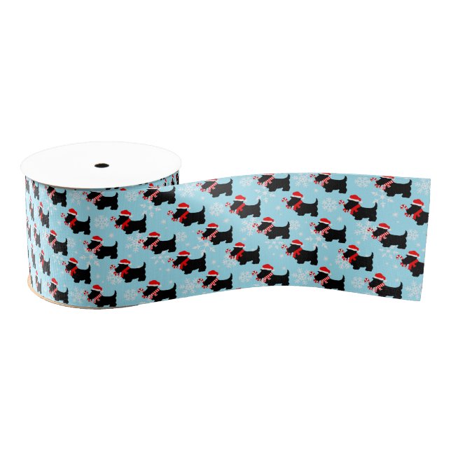 Christmas Scottie Dogs Pattern Ripsband (Spule)