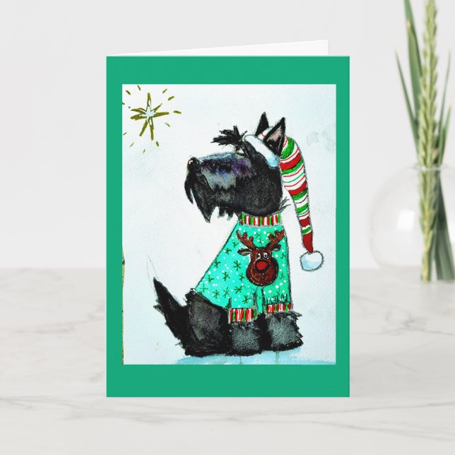 Christmas Scottie Feiertagskarte (Vorderseite)