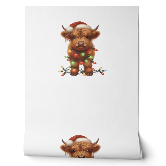 Christmas Scottish Highland Cow Classic T - Shirt Tapete (Abrollen)