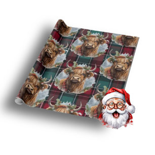 Christmas Scottish Tartan denim blue Highlander Geschenkpapier