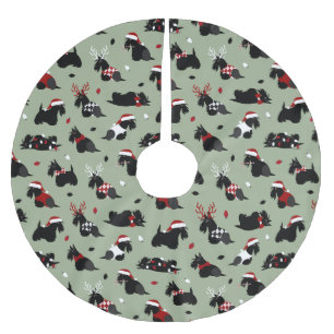 Christmas Scottish Terrier Green Polyester Weihnachtsbaumdecke