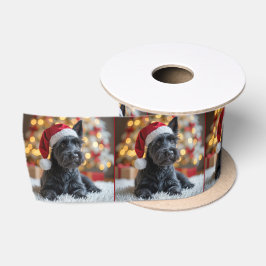 Christmas Scottish Terrier On Fur Satinband
