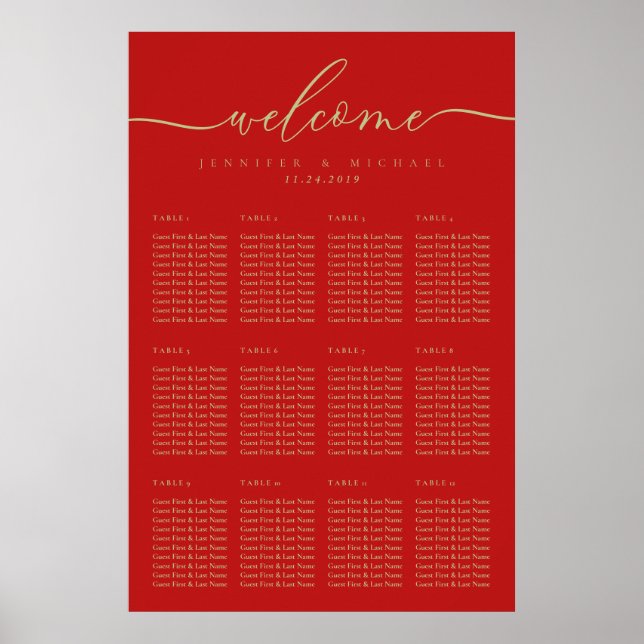 Christmas Script Welcome Wedding Table Seating Poster (Vorne)