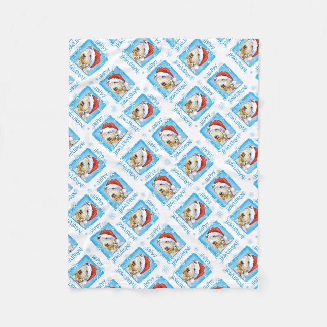 Christmas Sealyham Terrier Fleece Blanket (Vorderseite)