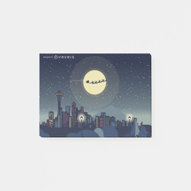 Christmas Seattle Skyline Post-it Klebezettel (Vorderseite)