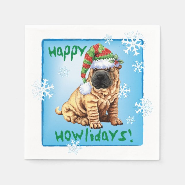 Christmas Shar-Pei Serviette (Vorderseite)