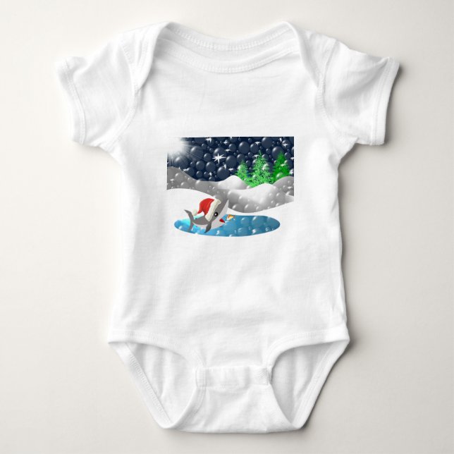 Christmas Shark Baby Strampler (Vorderseite)
