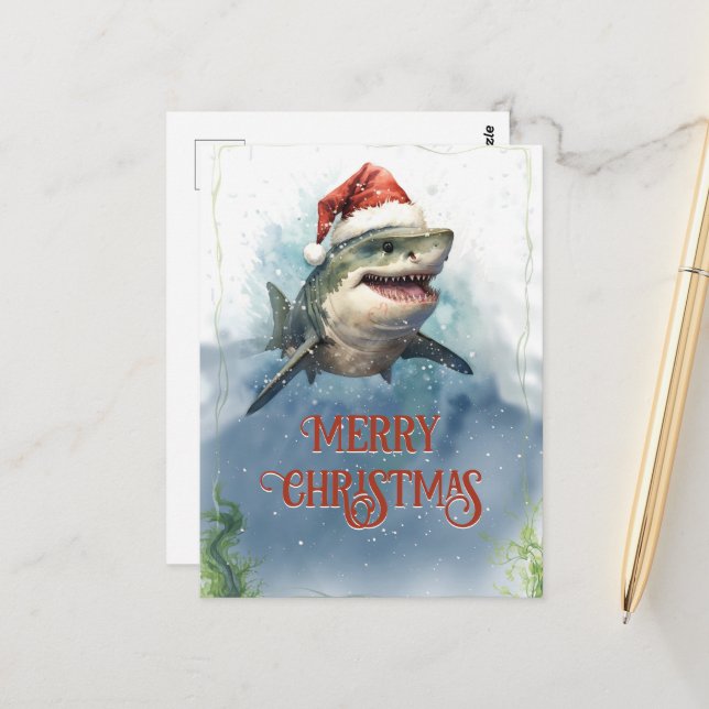 Christmas Shark Postkarte (Vorderseite/Rückseite Beispiel)