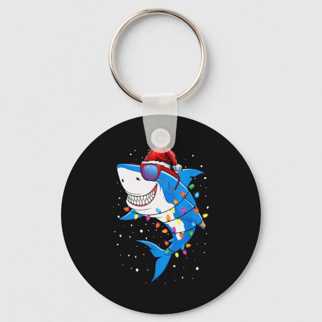 Christmas Shark Shirt Xmas Funny Santa Shark  Schlüsselanhänger (Vorderseite)