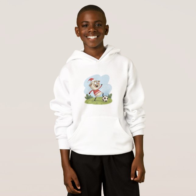Christmas Sheep playing soccer Hoodie (Vorne ganz)