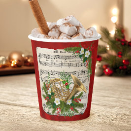Christmas Sheet Music French Horn Red Pappbecher