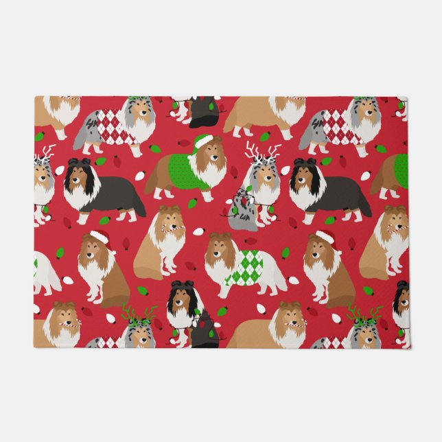 Christmas Sheltie Shetland Sheepdog Fußmatte (Vorderseite)