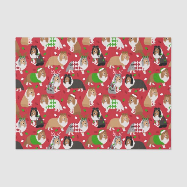 Christmas Sheltie Shetland Sheepdog Seidenpapier (Vorderseite)