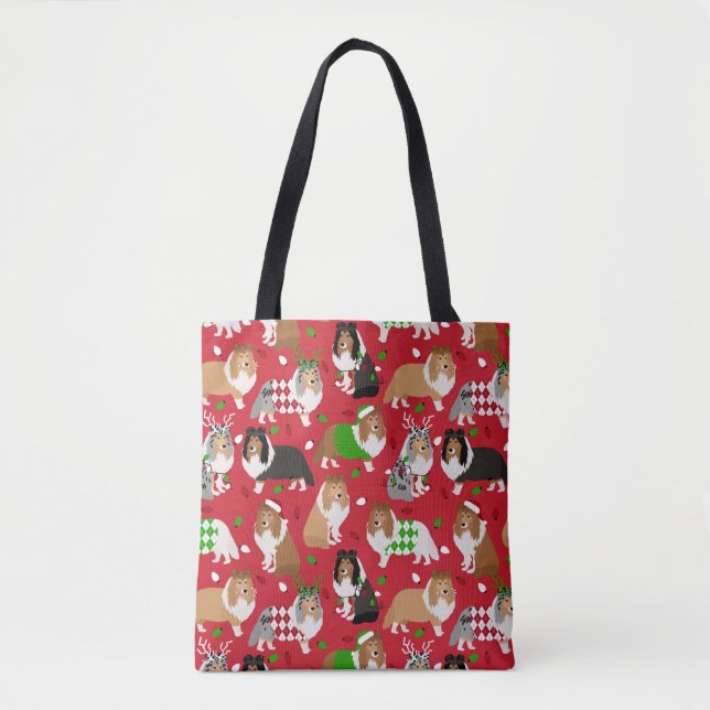 Christmas Sheltie Shetland Sheepdog Tasche (Vorderseite)