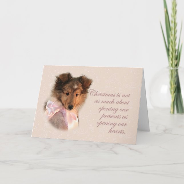 Christmas Sheltie Welpenkarte Feiertagskarte (Vorderseite)