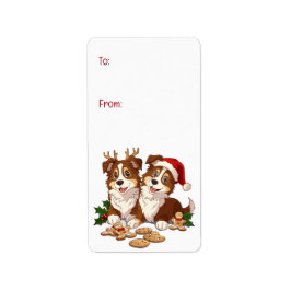 Christmas Shetland Sheepdogs Adressaufkleber