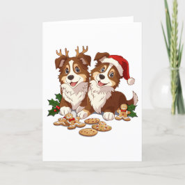 Christmas Shetland Sheepdogs Feiertagskarte