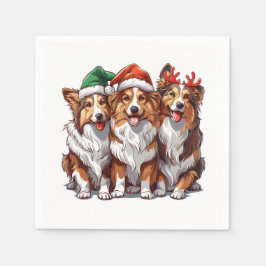 Christmas Shetland Sheepdogs Serviette