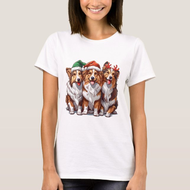 Christmas Shetland Sheepdogs T-Shirt (Vorderseite)