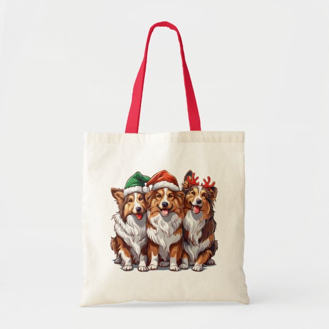 Christmas Shetland Sheepdogs Tragetasche (Vorne)