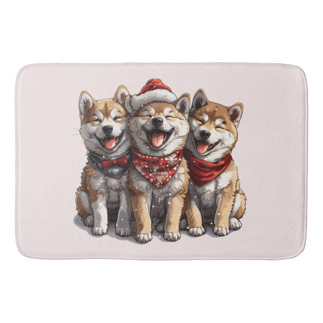 Christmas Shiba Inu Santa Dogs Badematte (Vorderseite)