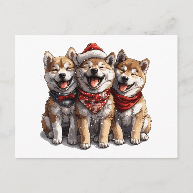 Christmas Shiba Inu Santa Dogs Postkarte (Vorderseite)