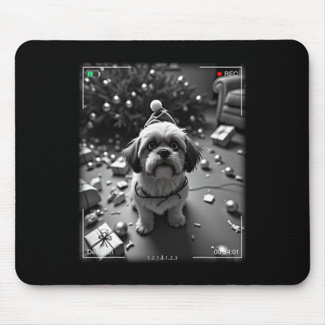 Christmas Shih Tzu Caught On Camera  Mousepad (Vorne)