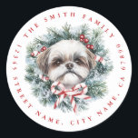 Christmas Shih Tzu Dog Round Stickers<br><div class="desc">Christmas Shih Tzu Dog Round Stickers</div>