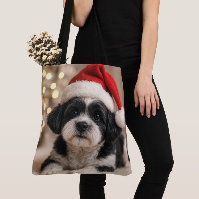 Christmas Shih Tzu Dog With Santa Hat Tasche (Von Nahem)