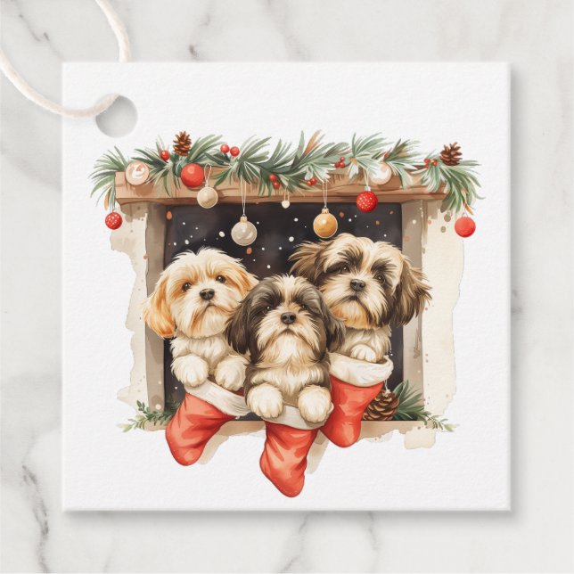 Christmas Shih Tzu Dogs Geschenkanhänger (Vorderseite)