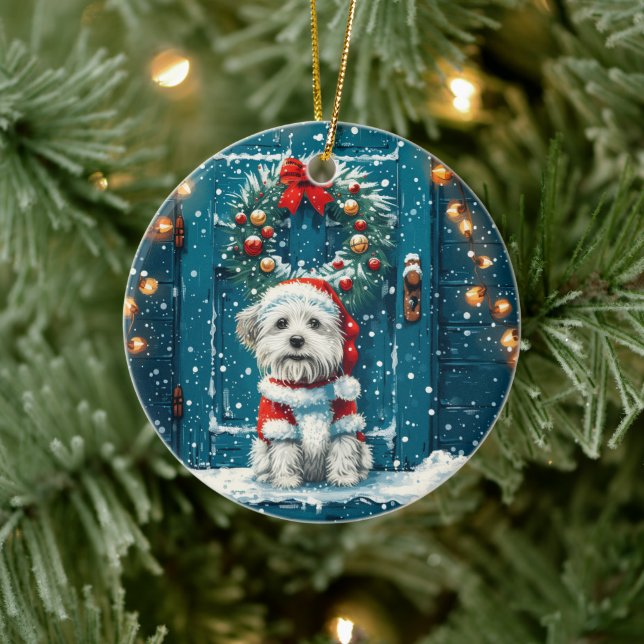 Christmas Shih Tzu Dogs Keramik Ornament (Baum)