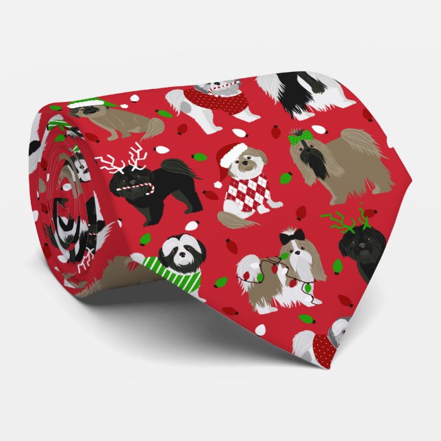 Christmas Shih Tzu Dogs Krawatte (Gerollt)