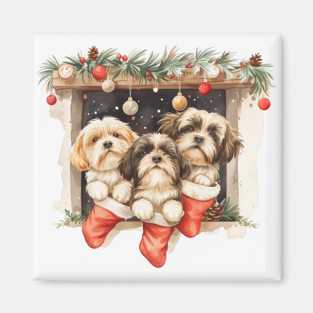 Christmas Shih Tzu Dogs Magnet (Vorne)