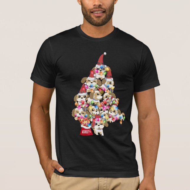Christmas Shih tzu Doppy Welpe Niedlich T-Shirt (Vorderseite)