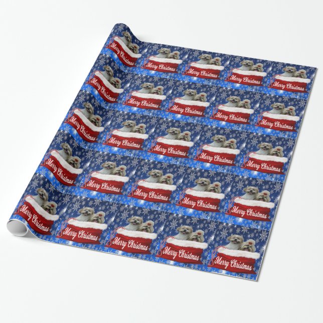 Christmas Shih tzu Geschenkpapier (Ungerollt)